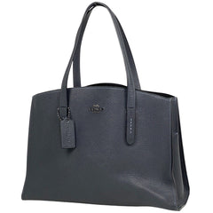 コーチ チャーリー キャリーオール トートバッグ ロゴ レザー ネイビー 25137 レディース 【中古】 brbag