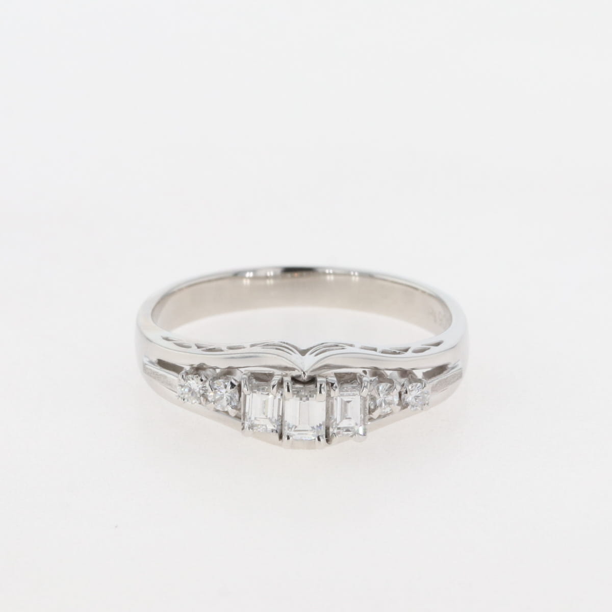 バイセル公式】メレダイヤ デザインリング プラチナ 指輪 リング 12.5 