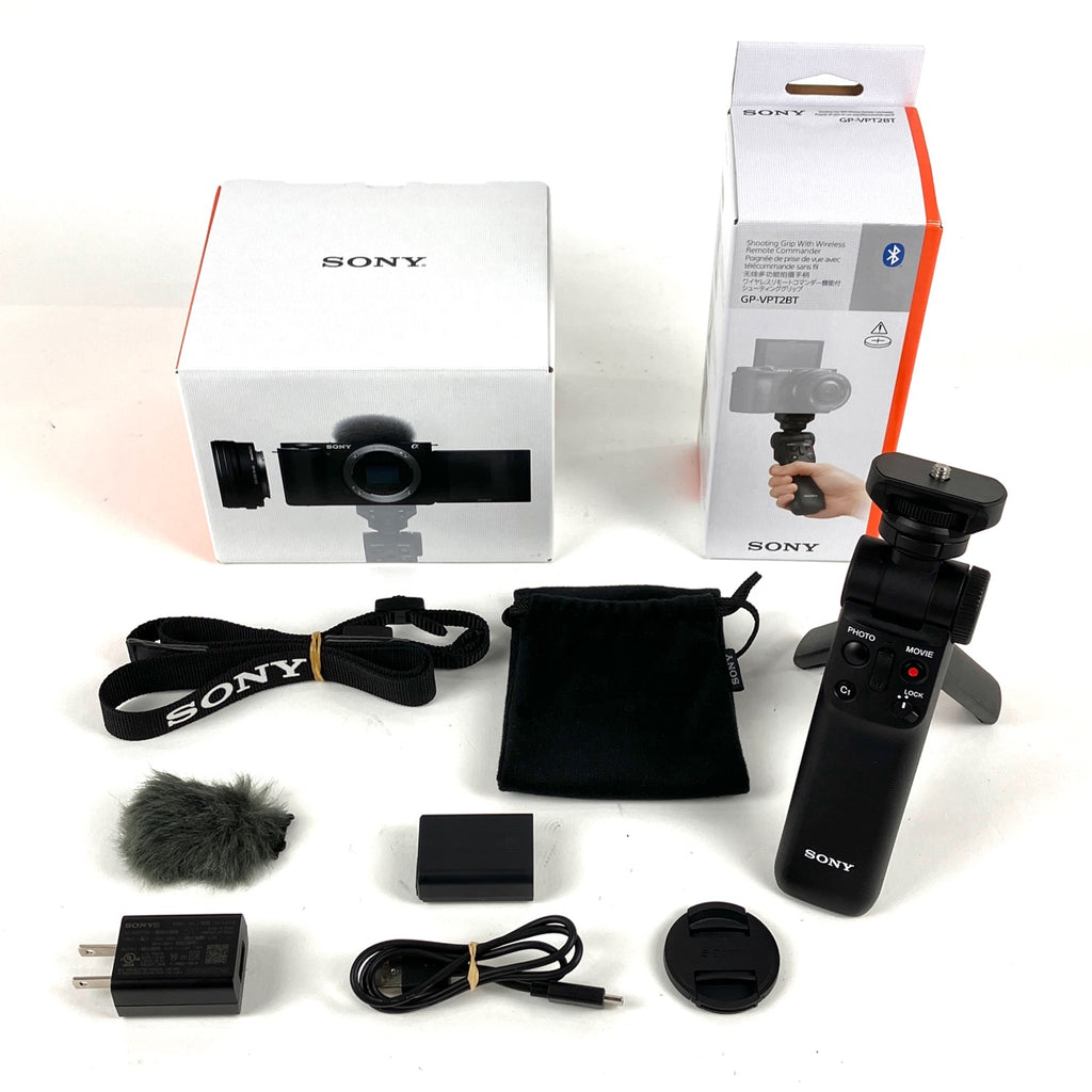 ソニー SONY VLOGCAM ZV-E10L パワーズームレンズキット ブラック＋シューティンググリップ GP-VPT2BT デジタル ミラーレス 一眼カメラ 【中古】