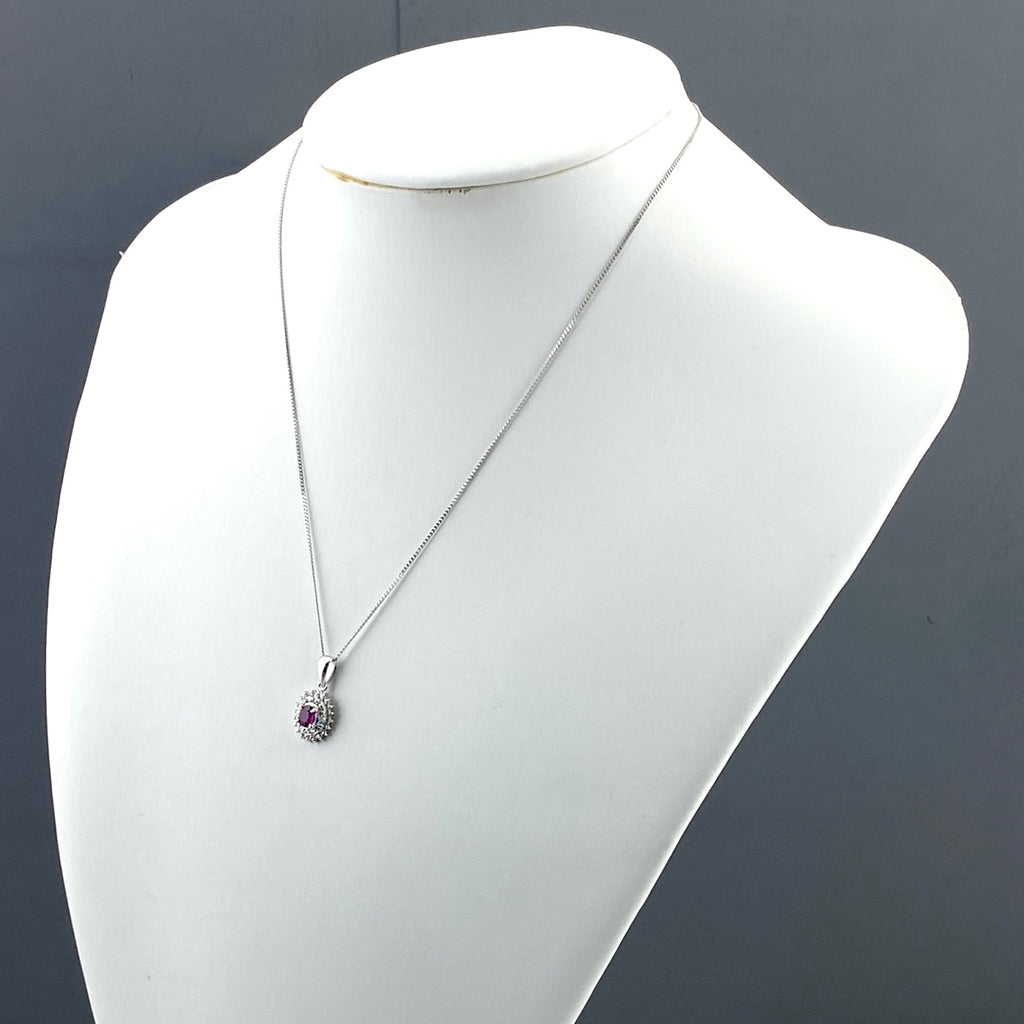 ルビー デザインネックレス プラチナ ペンダント メレダイヤ ネックレス Pt900 Pt850 ダイヤモンド レディース 【中古】nbjwl