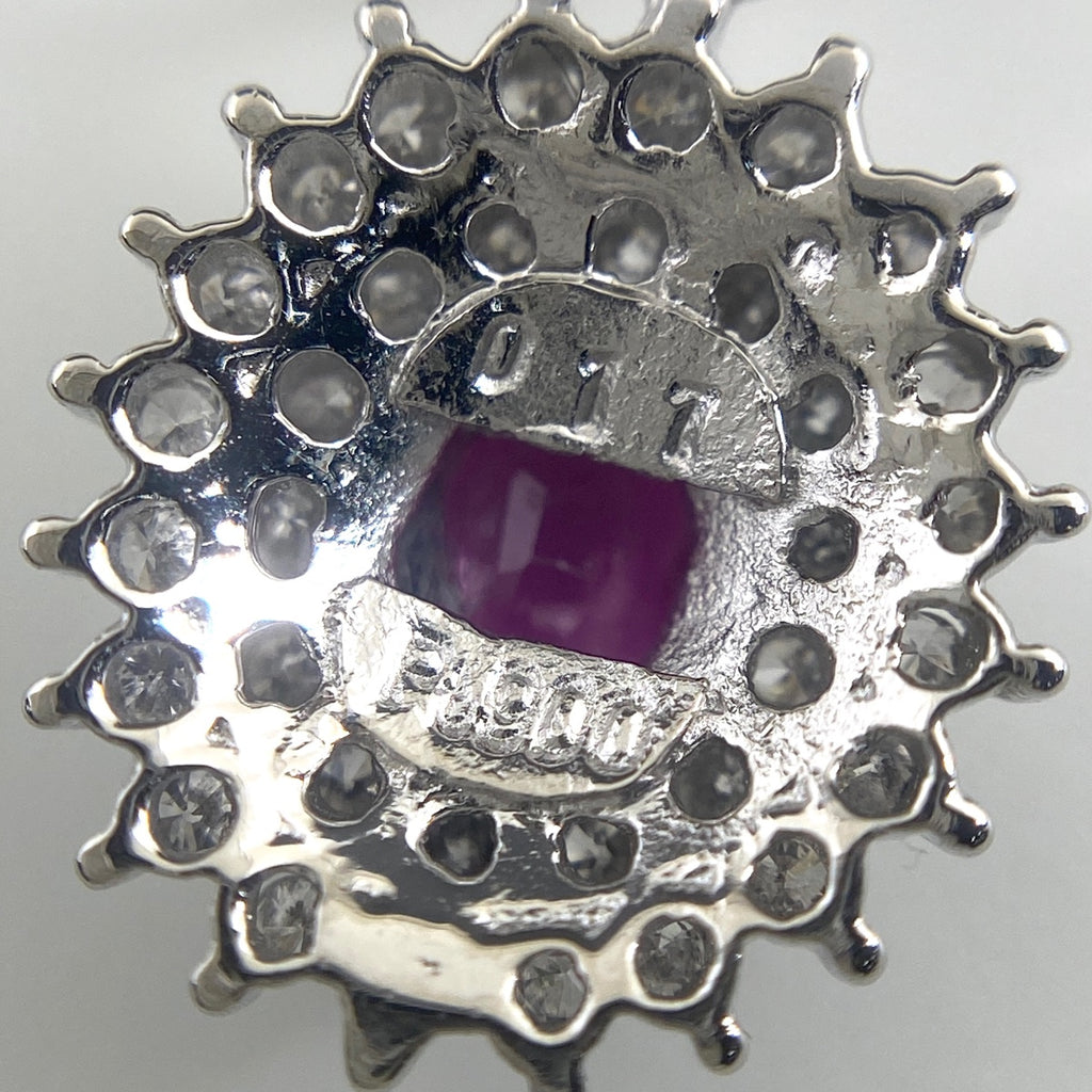 ルビー デザインネックレス プラチナ ペンダント メレダイヤ ネックレス Pt900 Pt850 ダイヤモンド レディース 【中古】nbjwl
