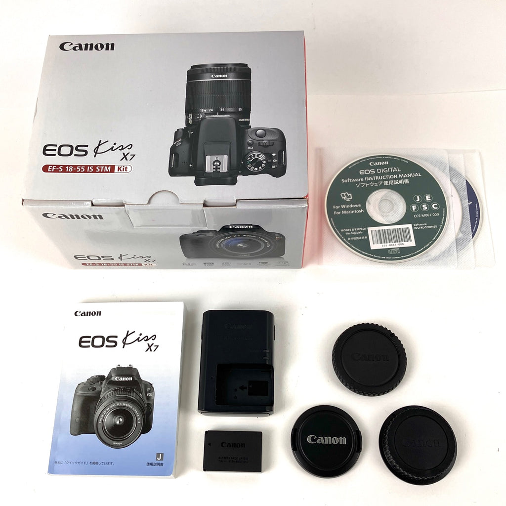 キヤノン Canon EOS Kiss X7 EF-S 18-55 IS STM レンズキット デジタル 一眼レフカメラ 【中古】