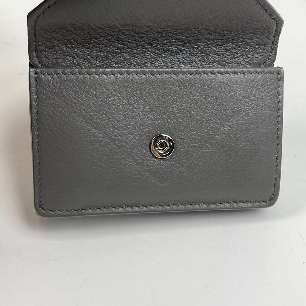 バレンシアガ ペーパー ミニ ウォレット コンパクト 三つ折り財布 レザー グレー 391446 レディース 【中古】brbag