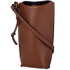 ロエベ アナグラム ショルダーバッグ スマートフォンケース レザー ブラウン レディース 【中古】brbag
