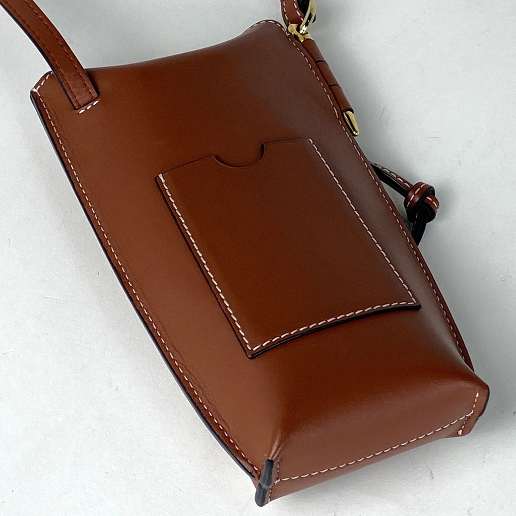 ロエベ アナグラム ショルダーバッグ スマートフォンケース レザー ブラウン レディース 【中古】brbag