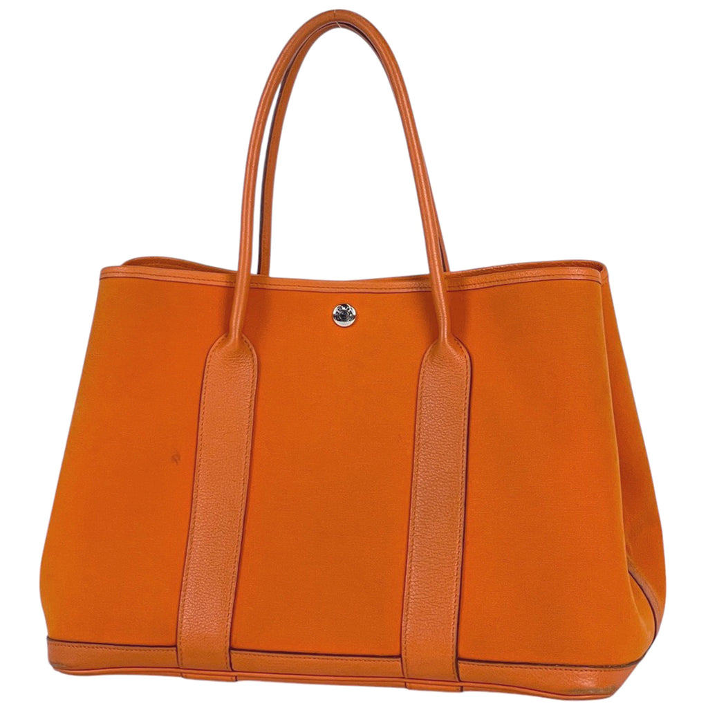 エルメス ガーデンパーティ PM ハンドバッグ トートバッグ トワルオフィシエ オレンジ □O レディース 【中古】 brbag