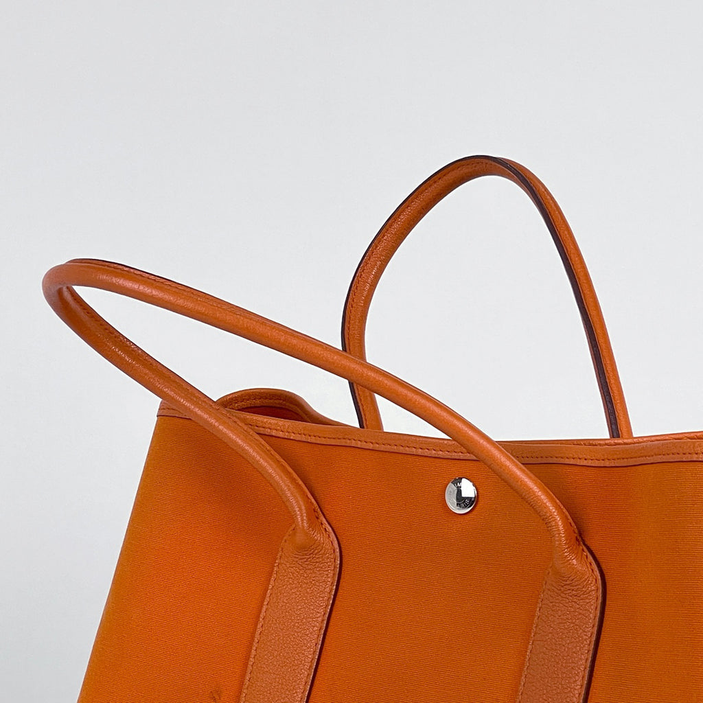 エルメス ガーデンパーティ PM ハンドバッグ トートバッグ トワルオフィシエ オレンジ □O レディース 【中古】 brbag