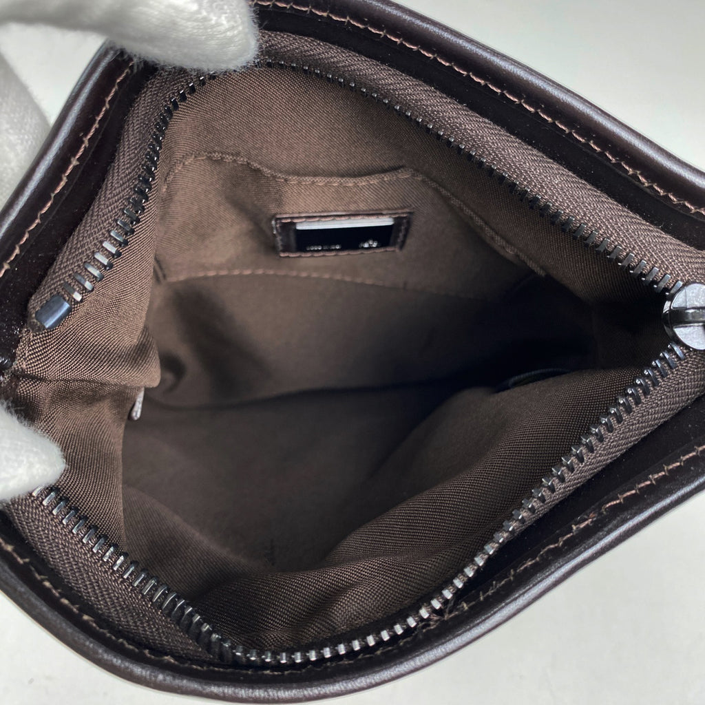 【最終値引き】 フェンディ ズッキーノ柄 ショルダーバッグ 斜め掛け ショルダーバッグ キャンバス ダークブラウン 8BT079 レディース 【中古】 brbag