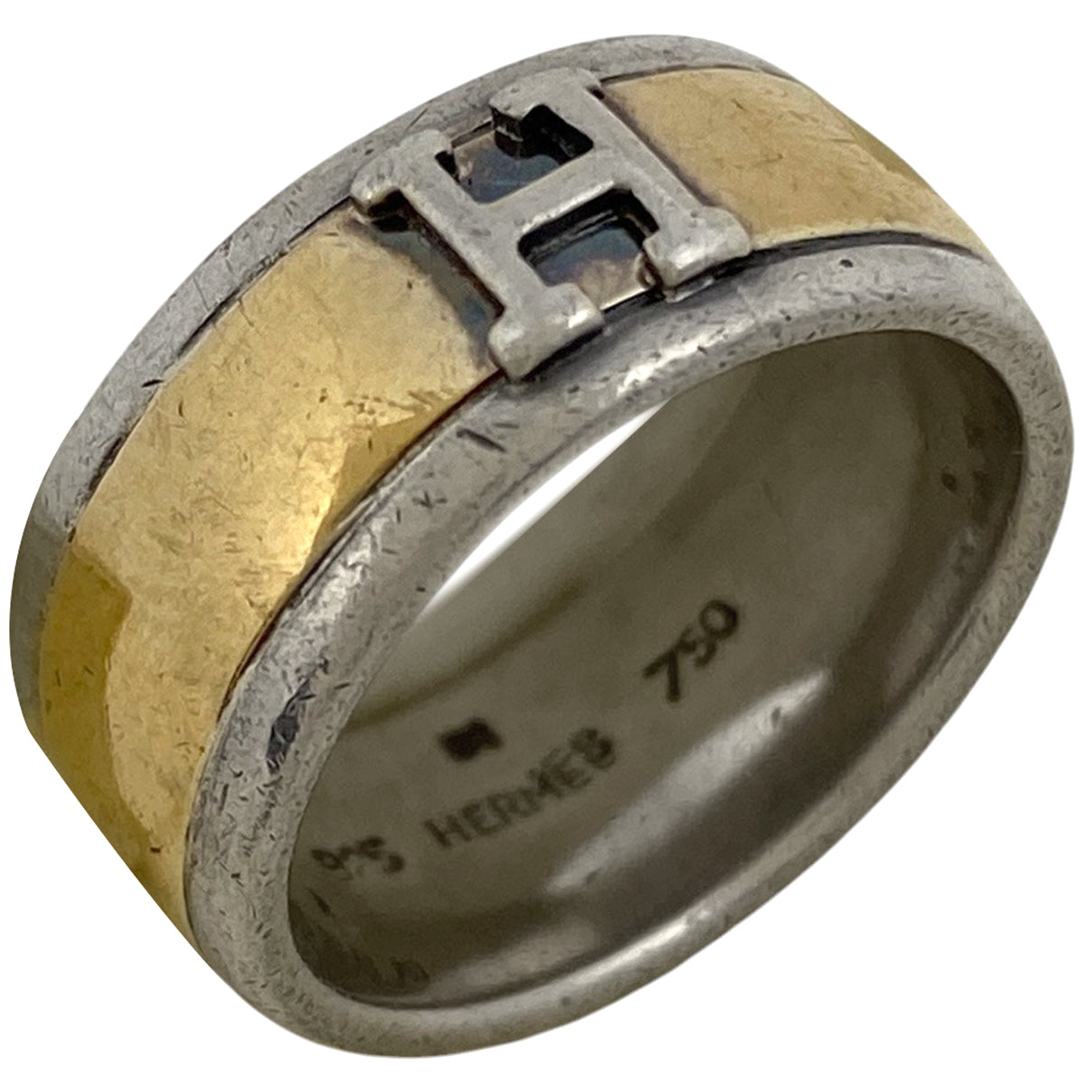 エルメス　リング　Hロゴ　コンビ　51号（11号） k18 silver コンビ HERMES エルメス HロゴK18コンビリング 51/11号 シルバー