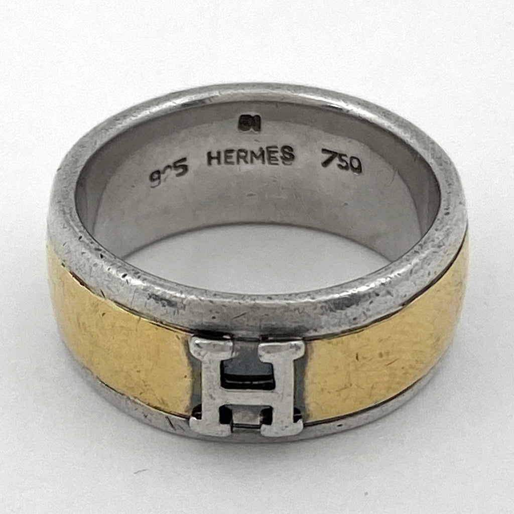 エルメス コンビ リング Hロゴ 指輪 リング 11号 シルバー925 750 シルバー ゴールド レディース 【中古】 
 ラッピング可
