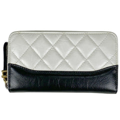 シャネル ココマーク ラウンドファスナー 長財布 マトラッセ バイカラー 長財布 レザー ブラック ホワイト レディース 【中古】 brbag