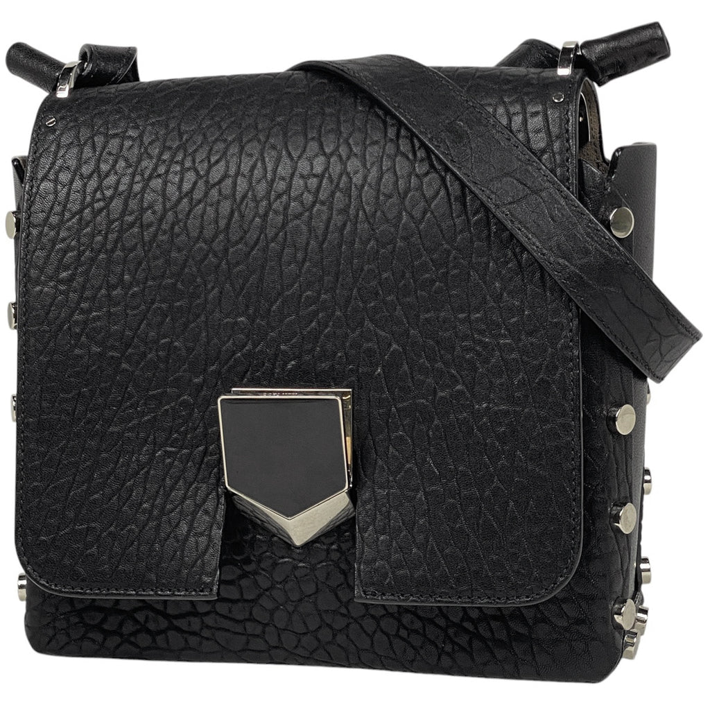 ジミーチュウ ロゴ ショルダーバッグ 斜め掛け スタッズ ショルダーバッグ レザー ブラック レディース 【中古】 brbag