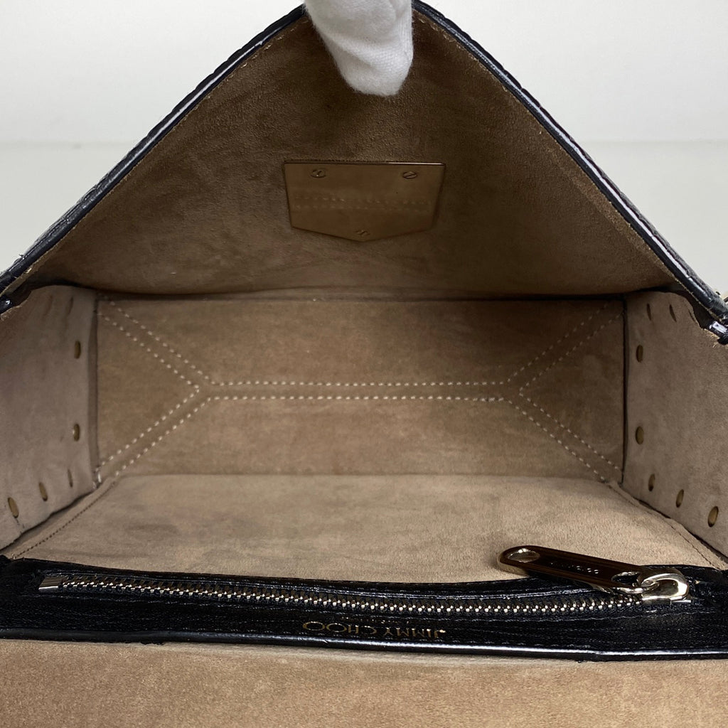 ジミーチュウ ロゴ ショルダーバッグ 斜め掛け スタッズ ショルダーバッグ レザー ブラック レディース 【中古】 brbag