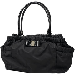 サルヴァトーレフェラガモ ヴァラリボン ハンドバッグ ナイロン ブラック C784 レディース 【中古】 brbag