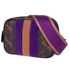 コーチ ロゴ ショルダーバッグ カメラバッグ 馬車モチーフ ショルダーバッグ コーティングキャンバス ブラック ボルドー 79368 レディース 【中古】 brbag