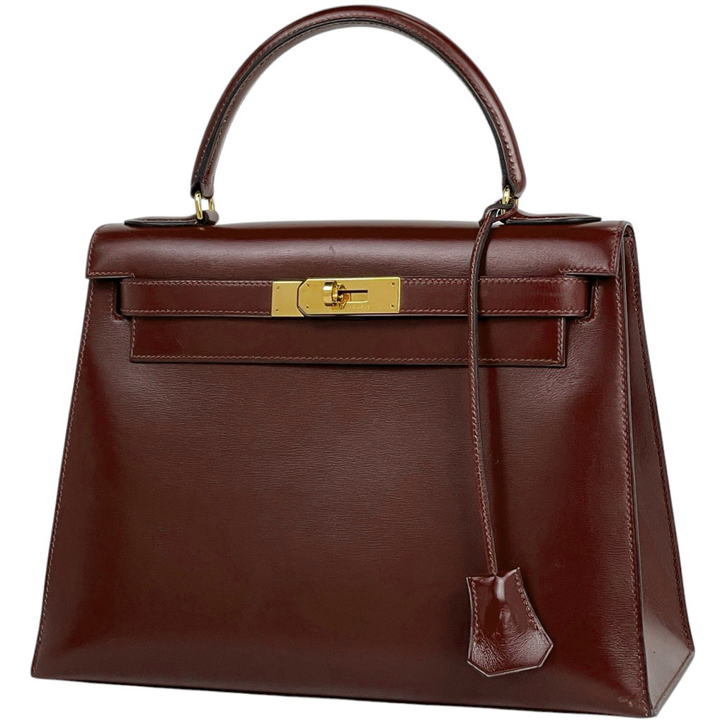 エルメス ケリー 28 外縫い ハンドバッグ ボックスカーフ ルージュアッシュ 〇O レディース 【中古】 brbag