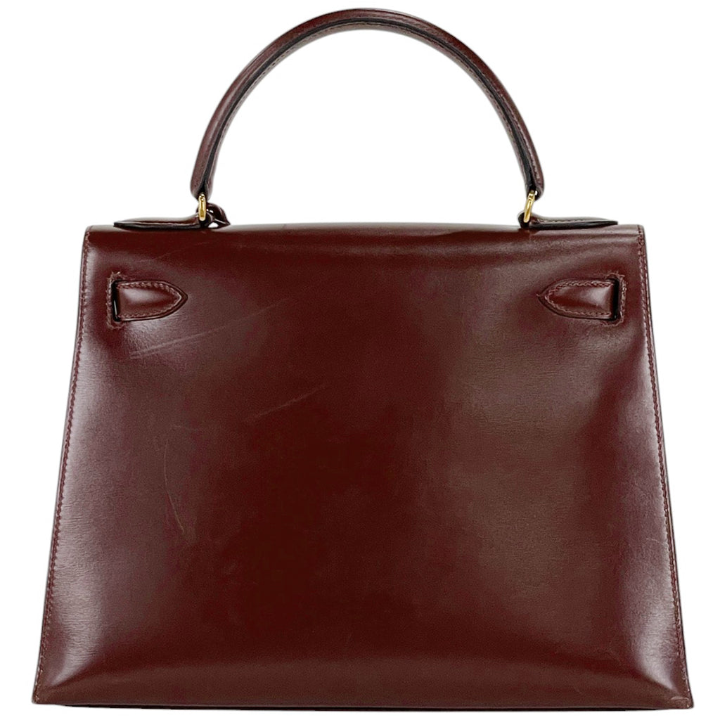 エルメス ケリー 28 外縫い ハンドバッグ ボックスカーフ ルージュアッシュ 〇O レディース 【中古】 brbag
