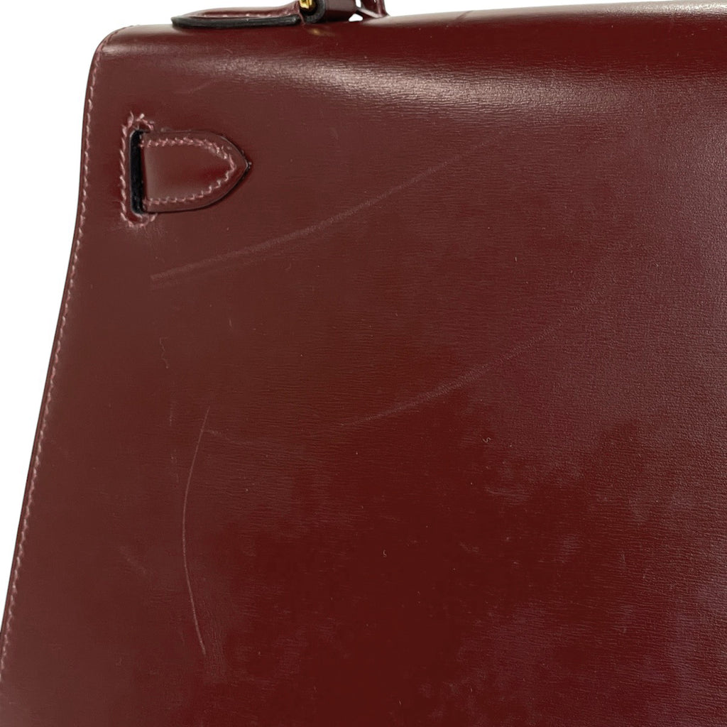 エルメス ケリー 28 外縫い ハンドバッグ ボックスカーフ ルージュアッシュ 〇O レディース 【中古】 brbag