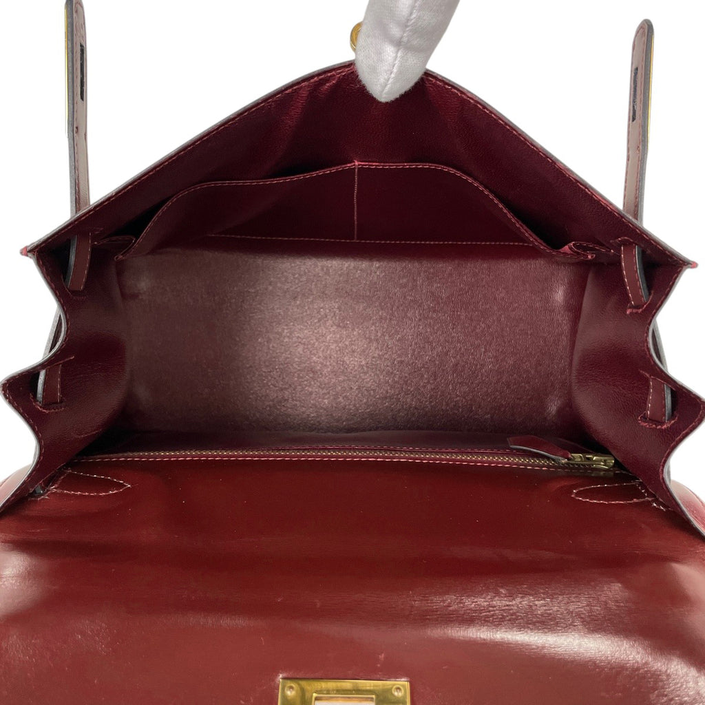 エルメス ケリー 28 外縫い ハンドバッグ ボックスカーフ ルージュアッシュ 〇O レディース 【中古】 brbag