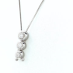 タサキ メレダイヤ デザインネックレス WG ホワイトゴールド ペンダント 3Pダイヤ スイング ネックレス K18 WG ダイヤモンド レディース 【中古】brjwl