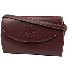 カルティエ マストライン ショルダーバッグ 2WAY クラッチバッグ ショルダーバッグ レザー ボルドー レディース 【中古】brbag