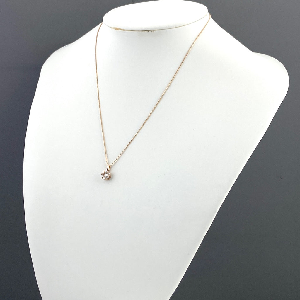 フラワーモチーフ デザインネックレス PG ピンクゴールド ペンダント メレダイヤ 花 ネックレス K18 ダイヤモンド レディース 【中古】 
 ラッピング可
