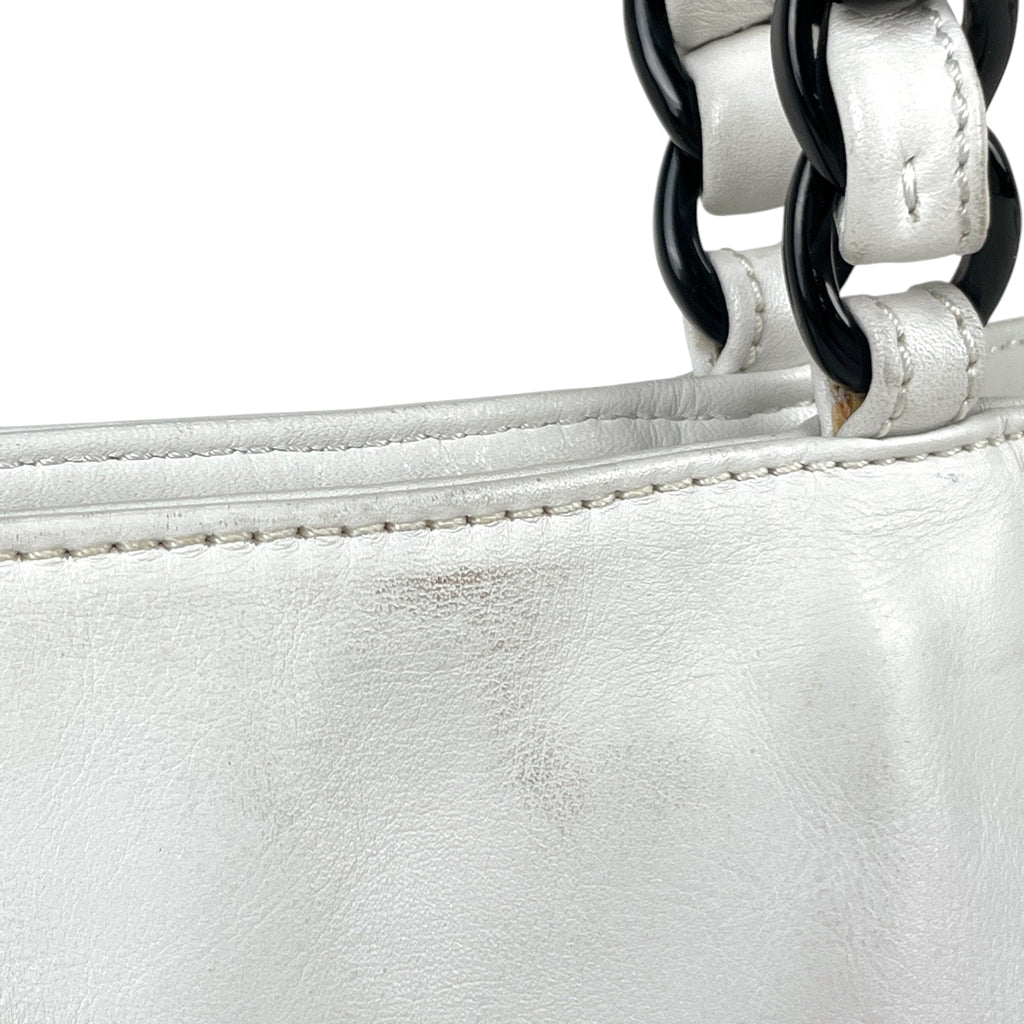 シャネル ココマーク プラチェーン トートバッグ ショルダーバッグ レザー ホワイト レディース 【中古】 brbag