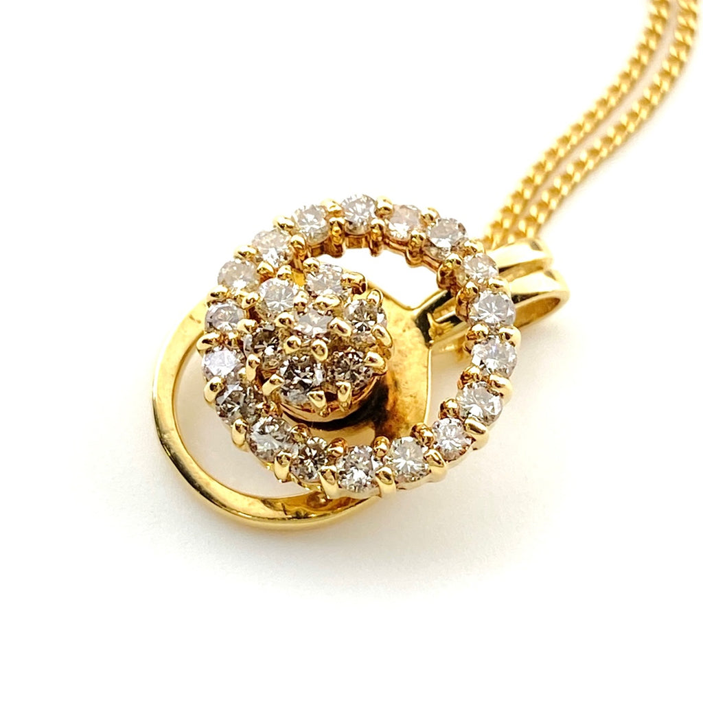 メレダイヤ デザインネックレス YG イエローゴールド ペンダント ネックレス K18 750 ダイヤモンド レディース 【中古】nbjwl