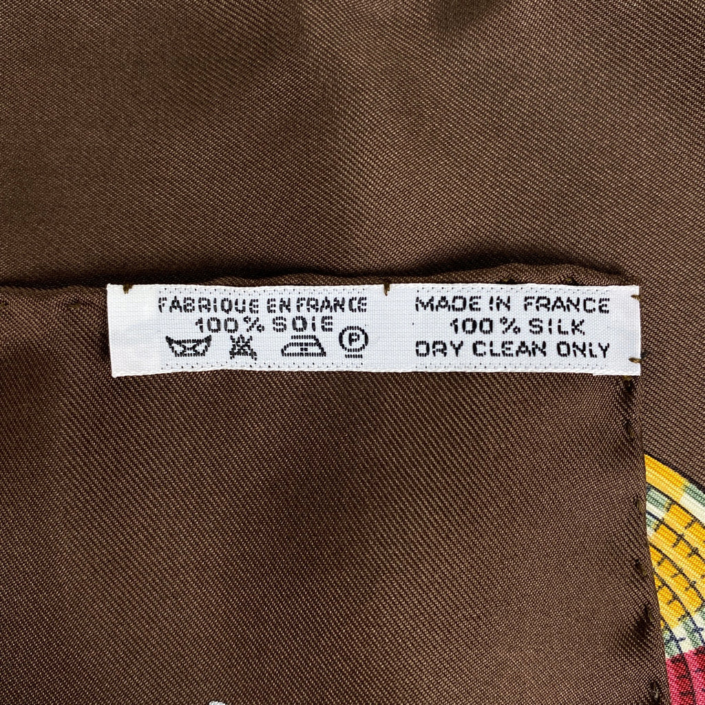 エルメス カレ 90 PERLES DU KENYA ケニアの真珠 スカーフ シルク ブラウン マルチカラー 【中古】brbag