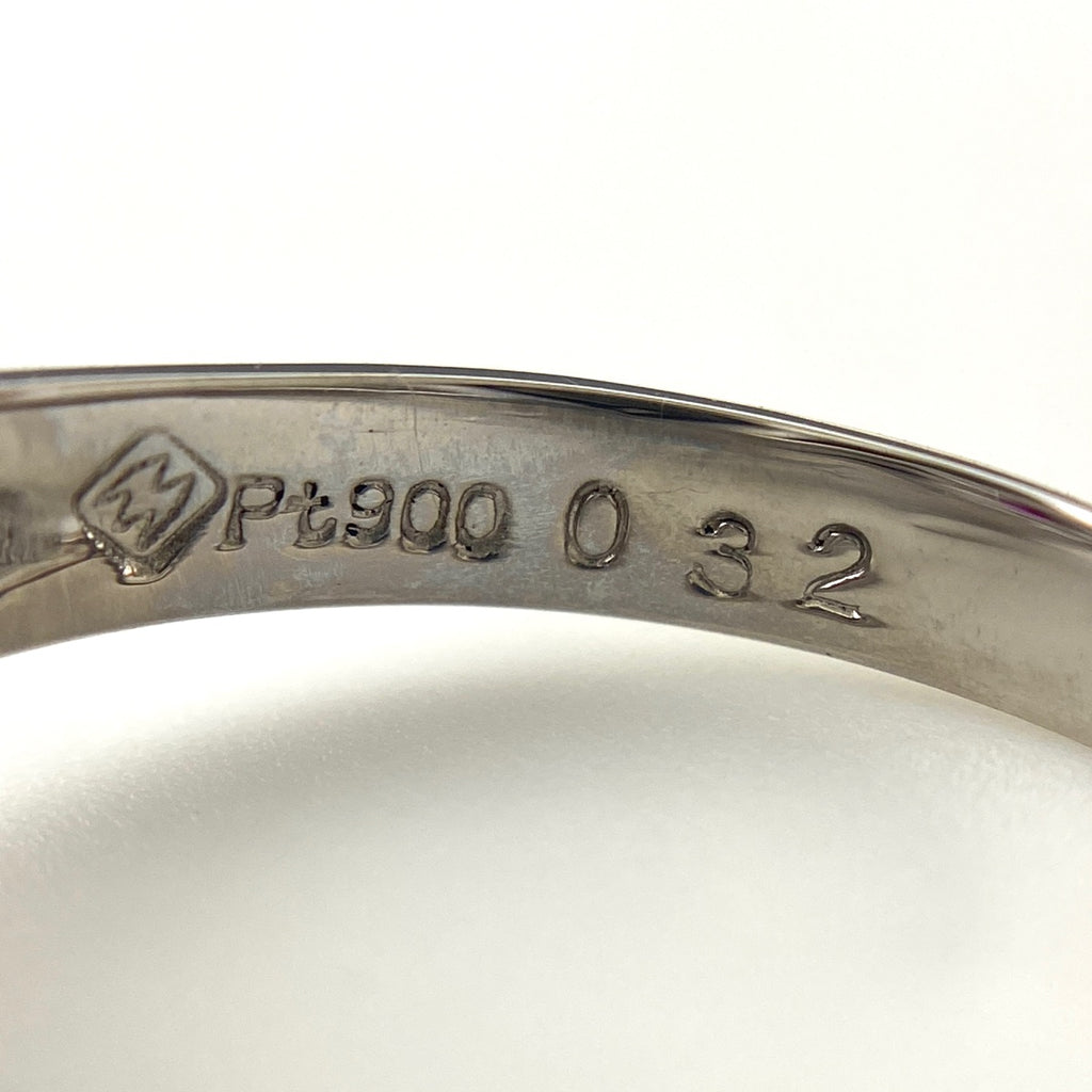 ルビー デザインリング プラチナ メレダイヤ 指輪 リング 5.5号 Pt900 ルビー ダイヤモンド レディース 【中古】nbjwl