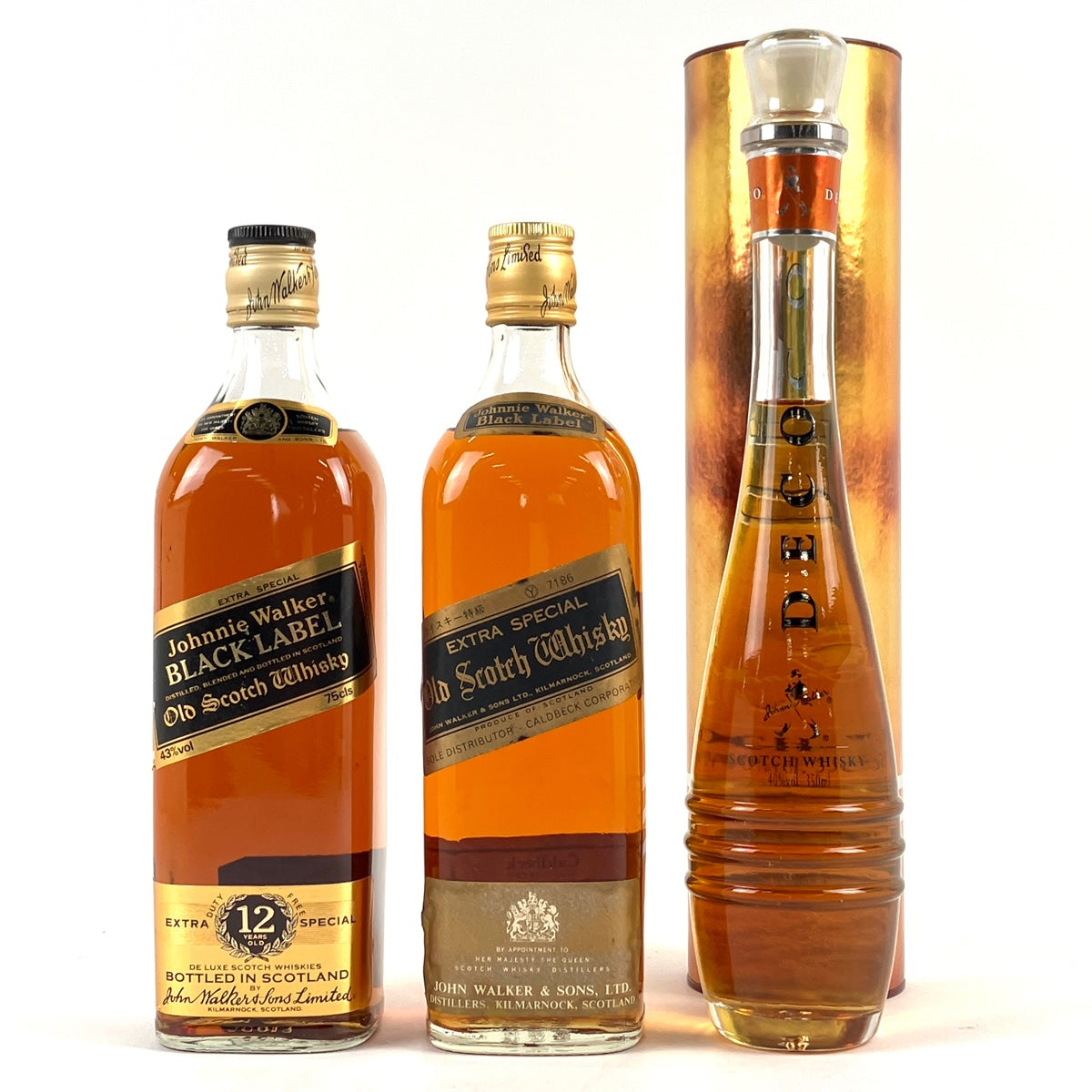 バイセル公式】3本 ジョニーウォーカー JOHNNIE WALKER 12年 黒金キャップ エクストラスペシャル ブラックラベル エクストラスペシャル  金キャップ DECO スコッチ 750ml ウイスキー セット 【古酒】 - バイセルブランシェ