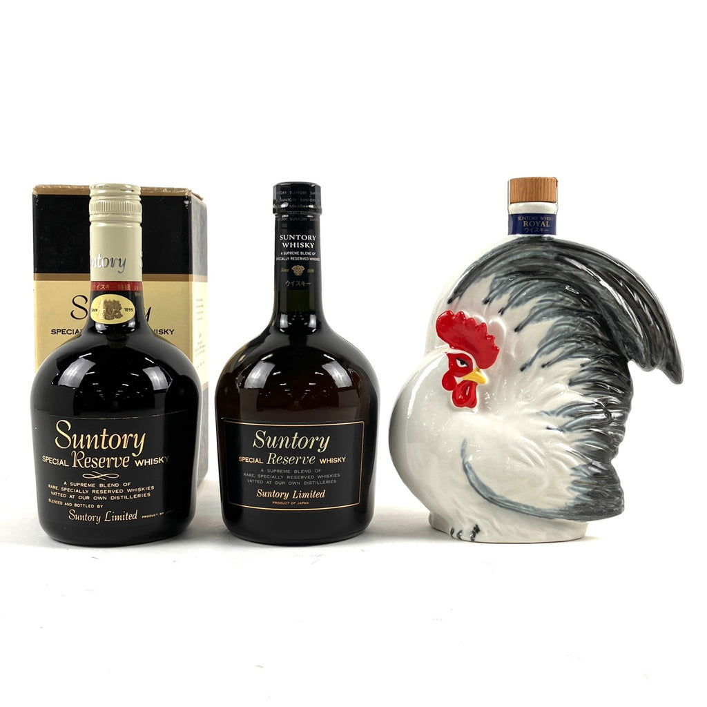 【東京都内限定お届け】 3本 サントリー SUNTORY スペシャルリザーブ ローヤル 干支陶器ボトル 酉 1993 750ml ウイスキー セット 【古酒】