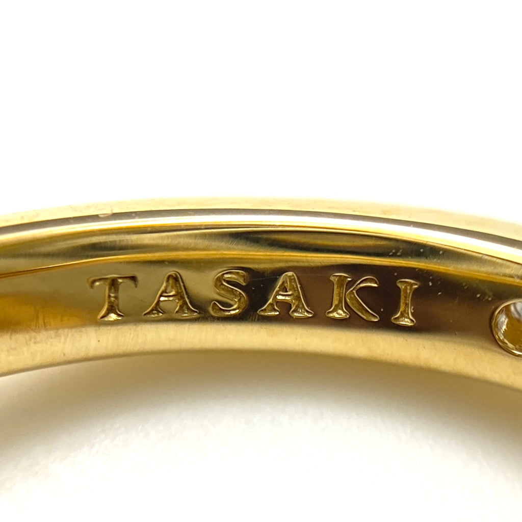 タサキ パール デザインリング YG イエローゴールド 指輪 真珠 リング 13号 750 パール ダイヤモンド レディース 【中古】brjwl