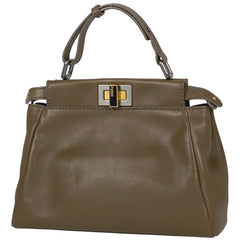 フェンディ ミニ ピーカブー 2WAY ショルダーバッグ ビーズ ショルダーバッグ レザー ブラウン 8BN227 レディース 【中古】brbag