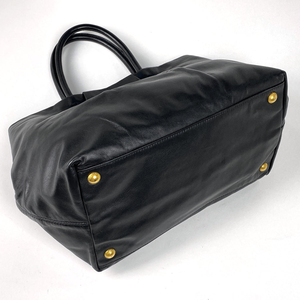 プラダ ロゴ ハンドバッグ リボンモチーフ トート ハンドバッグ レザー ネロ(ブラック) レディース 【中古】brbag