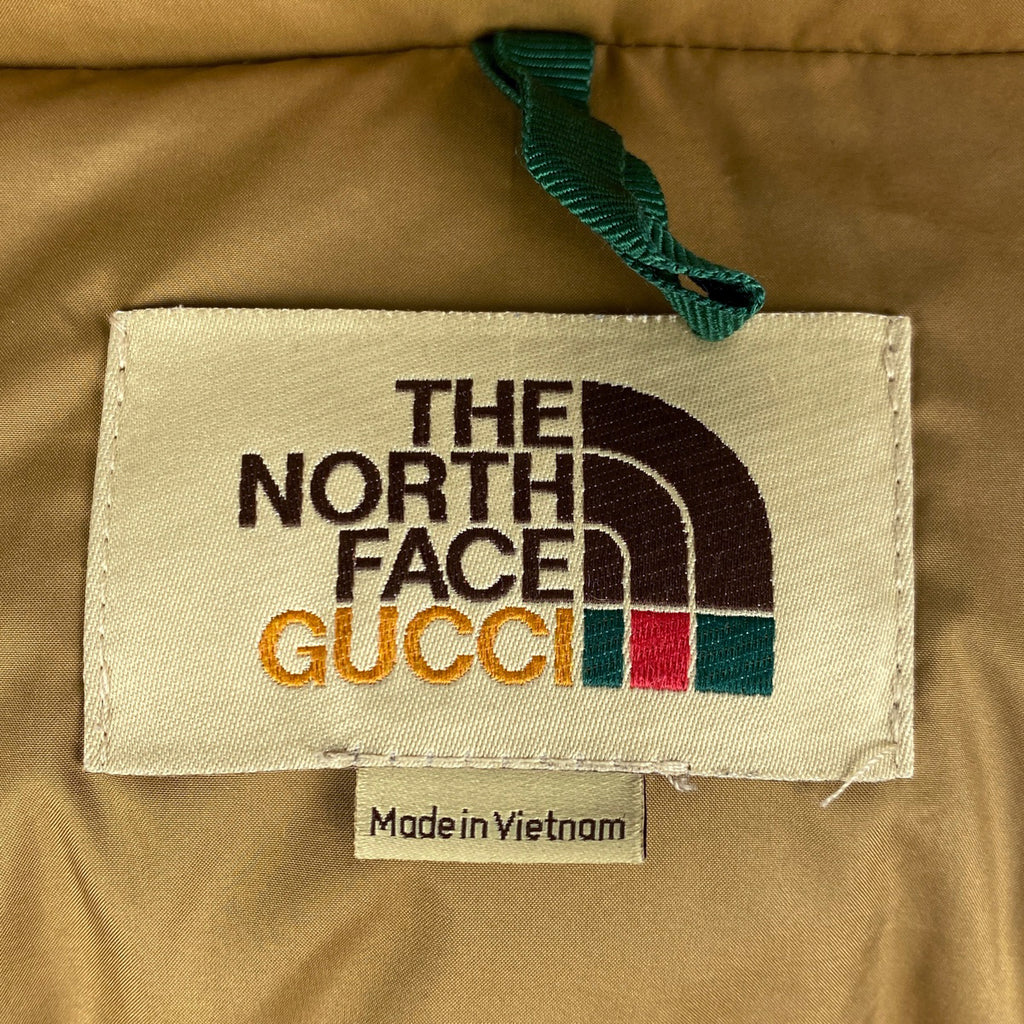 グッチ バッファー ダウンジャケット 防寒 総柄 ノースフェイスコラボ THE NORTH FACE アウター ダウンジャケット グリーン メンズ 【中古】