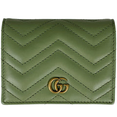 【在庫一掃】 グッチ GGマーモント 二つ折り 財布 ダブルG キルティング 二つ折り財布 レザー グリーン 466492 レディース 【中古】 brbag