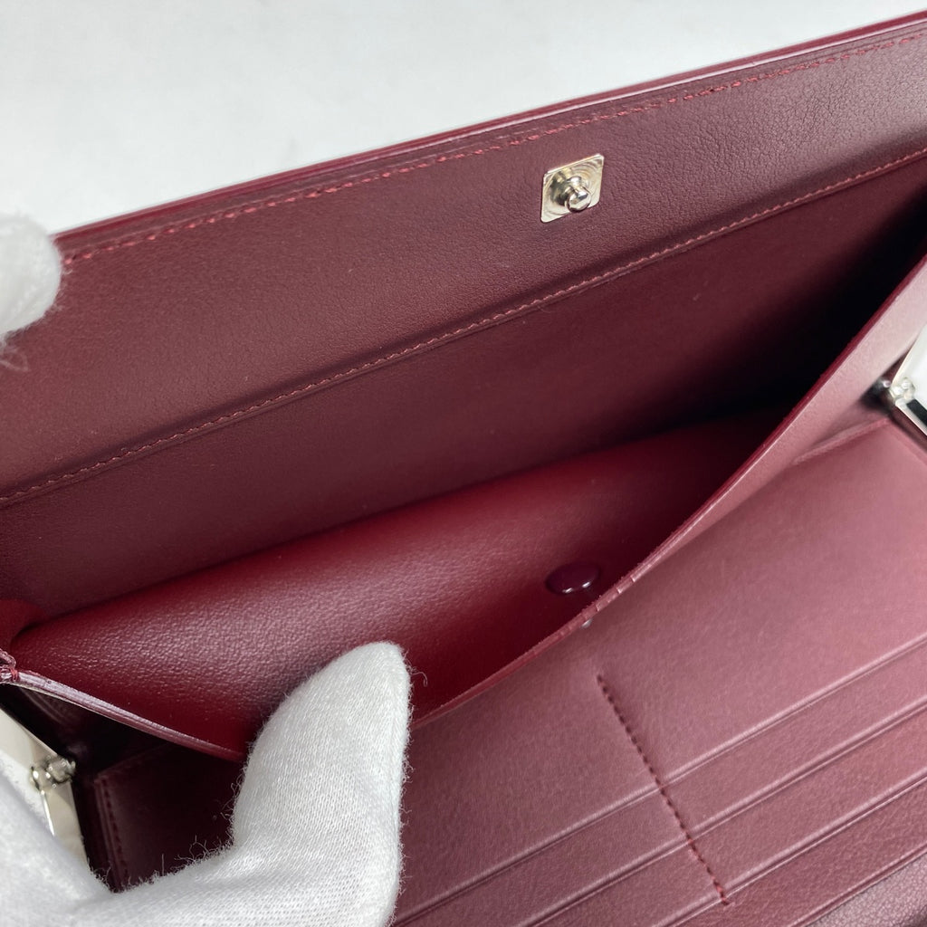 【最終値引き】 カルティエ ロゴ 長財布 レザー ボルドー レディース 【中古】 brbag