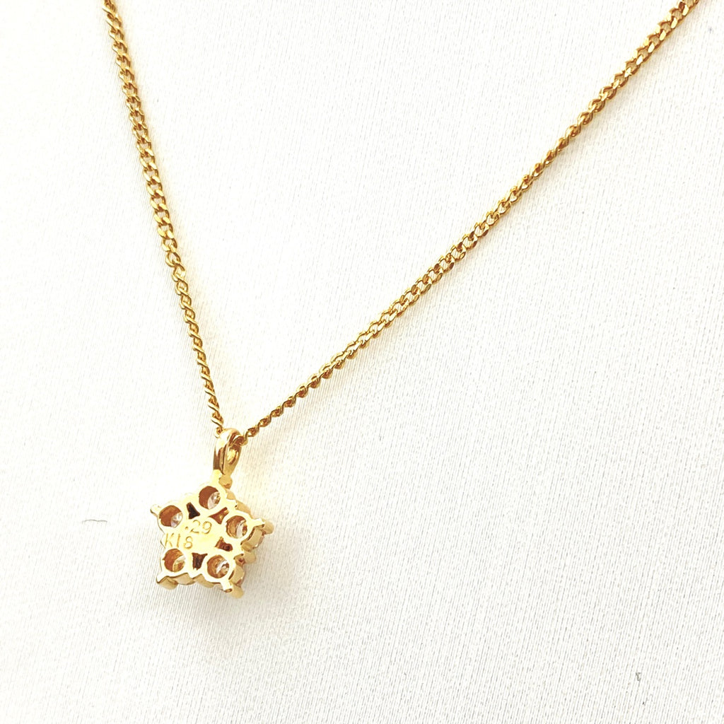 メレダイヤ デザインネックレス YG イエローゴールド ペンダント ネックレス K18 750 ダイヤモンド レディース 【中古】nbjwl