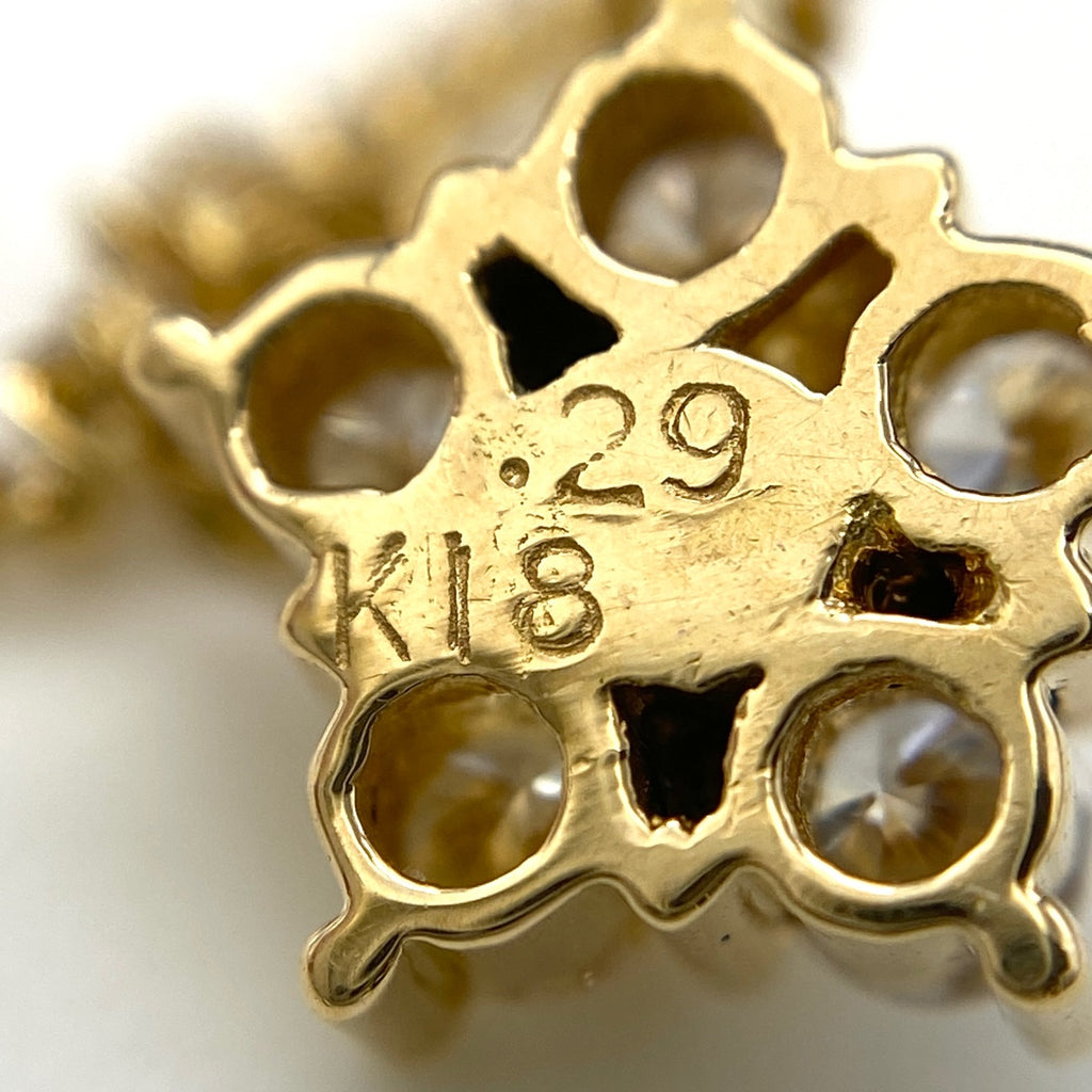 メレダイヤ デザインネックレス YG イエローゴールド ペンダント ネックレス K18 750 ダイヤモンド レディース 【中古】nbjwl