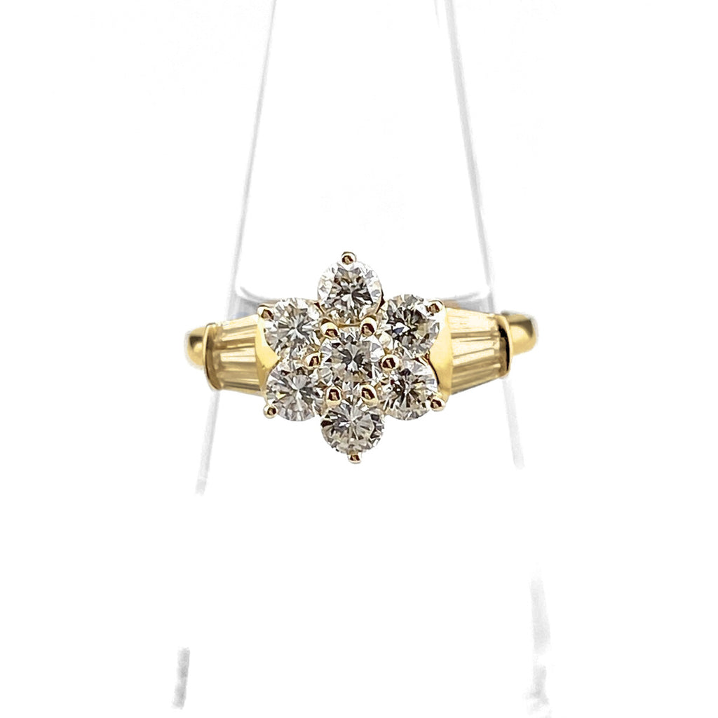 メレダイヤ デザインリング YG イエローゴールド 指輪 リング 7号 K18 ダイヤモンド レディース 【中古】nbjwl