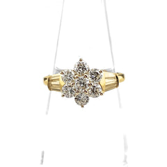 メレダイヤ デザインリング YG イエローゴールド 指輪 リング 7号 K18 ダイヤモンド レディース 【中古】nbjwl