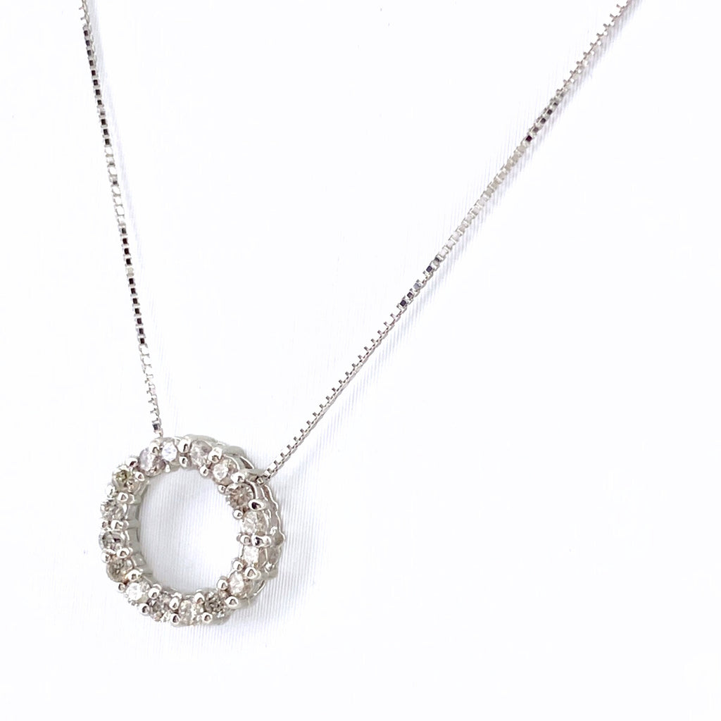 メレダイヤ デザインネックレス WG ホワイトゴールド ペンダント ネックレス K18 WG ダイヤモンド レディース 【中古】nbjwl