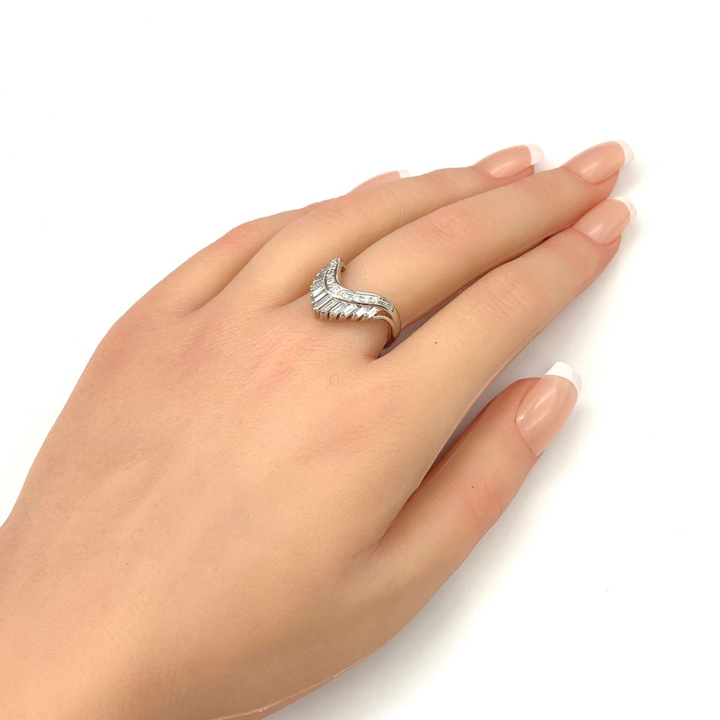 メレダイヤ デザインリング プラチナ 指輪 リング 12.5号 Pt900 ダイヤモンド レディース 【中古】nbjwl