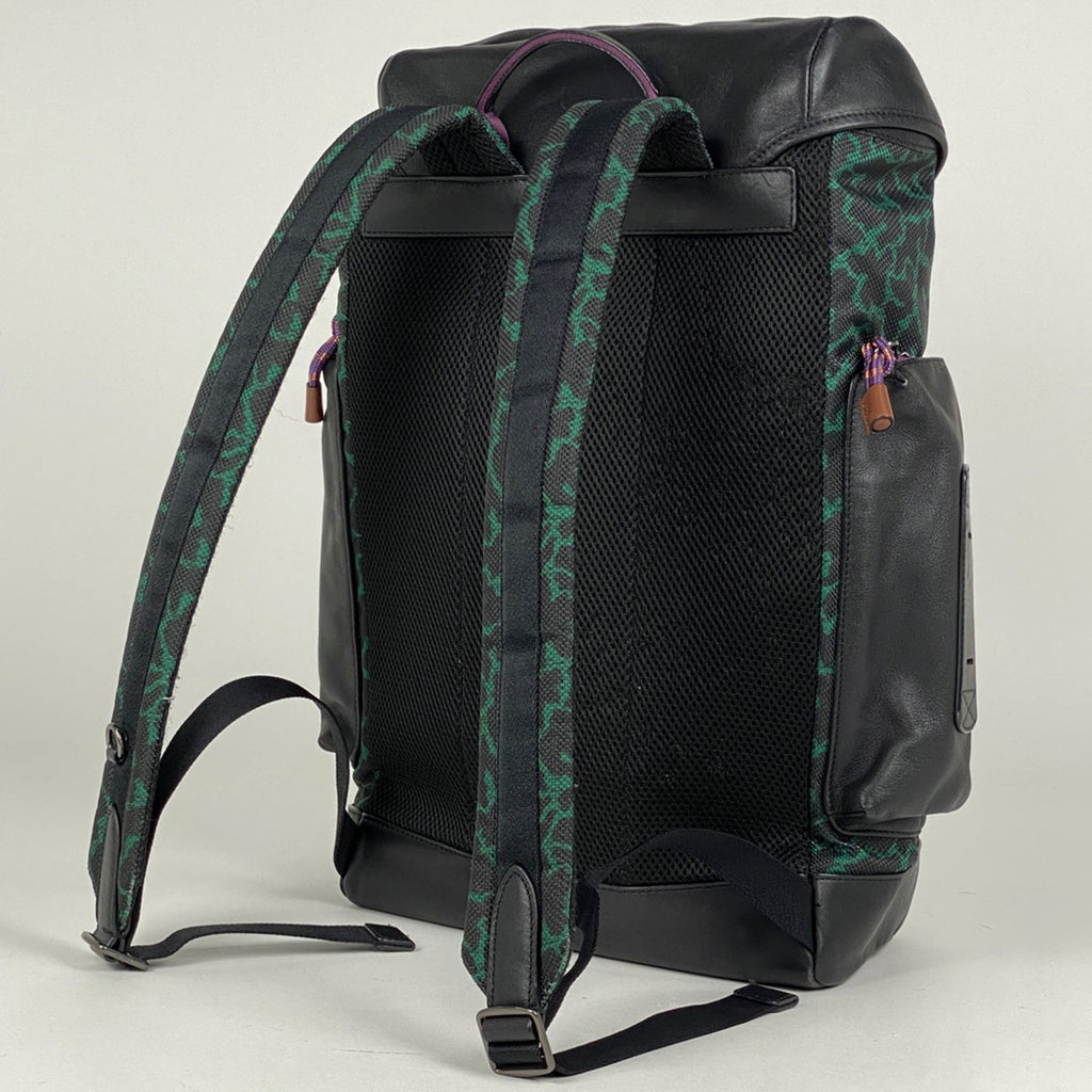 コーチ ロゴ リュックサック バッグパック リュック レザー ブラック グリーン 89929 メンズ 【中古】brbag