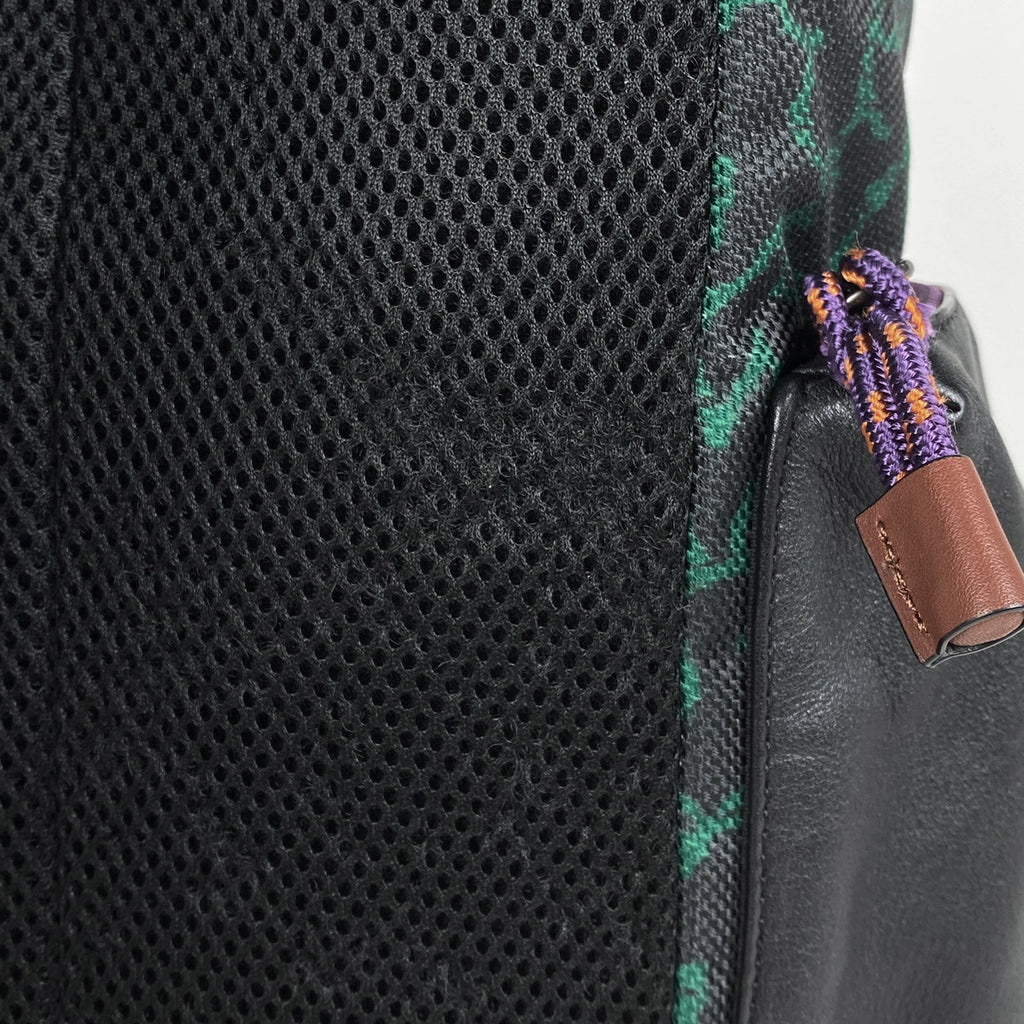 コーチ ロゴ リュックサック バッグパック リュック レザー ブラック グリーン 89929 メンズ 【中古】brbag