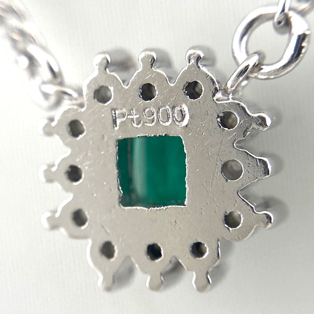 エメラルド デザインネックレス プラチナ ペンダント メレダイヤ ダイヤモンド ネックレス Pt900 Pt850 エメラルド レディース 【中古】nbjwl