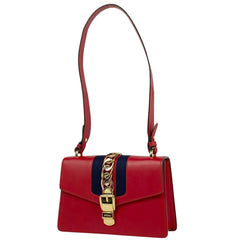 グッチ シルヴィ ショルダーバッグ シェリーライン ウェブ ショルダーバッグ レザー レッド ネイビー 421882 レディース 【中古】brbag