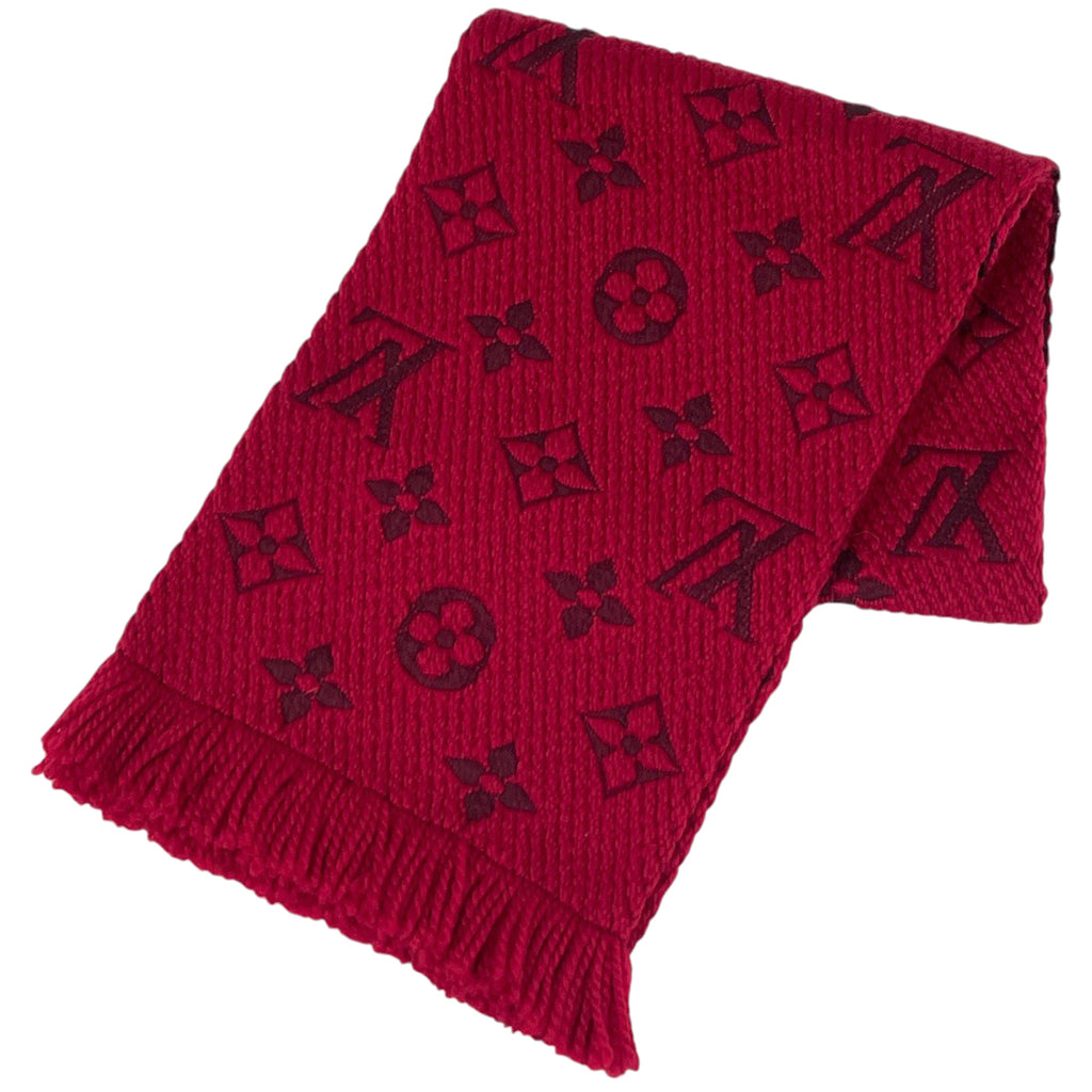 ルイ・ヴィトン エシャルプ ロゴマニア モノグラム マフラー ウール シルク ルビー(レッド） レディース 【中古】brbag