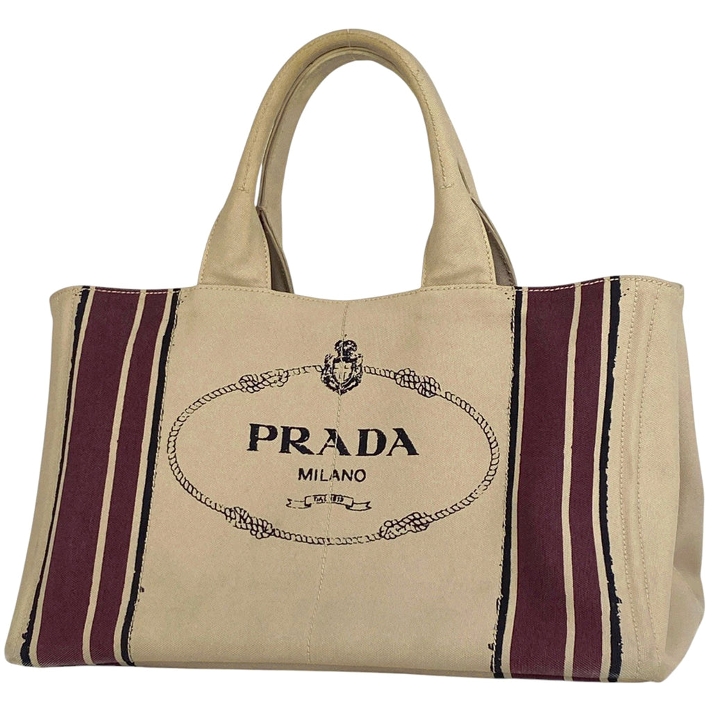 プラダ カナパ トート 手提げ 肩掛け トートバッグ キャンバス ベージュ レディース 【中古】 brbag